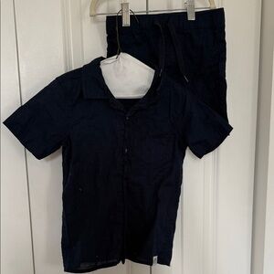 Free Planet Dark Blue Kids Button Down Shirt and Shorts Set